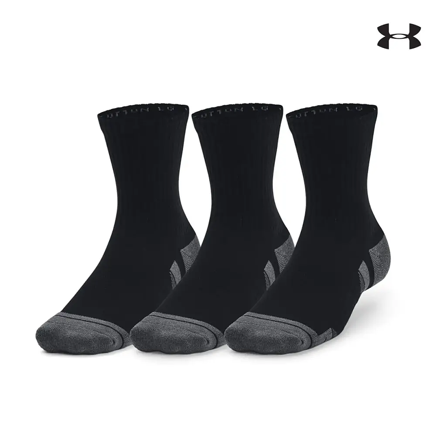 Calcetines Unisex Under Armour Performance Cotton 3 Pack Mid Negro 1379530-001