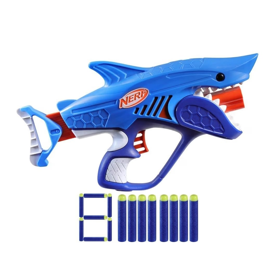 Nerf Junior Wild Sharkfire, incluye 8 dardos Nerf Elite, para mayores de 6 años F8645