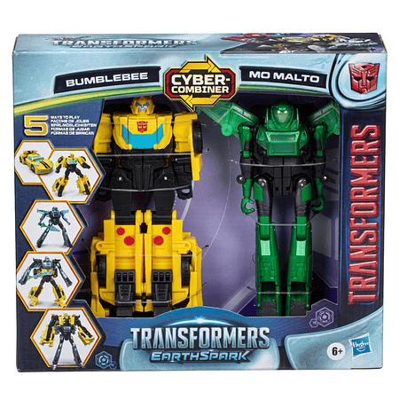 Transformers Toys EarthSpark Cyber-Combiner Bumblebee and Mo Malto Action Figures