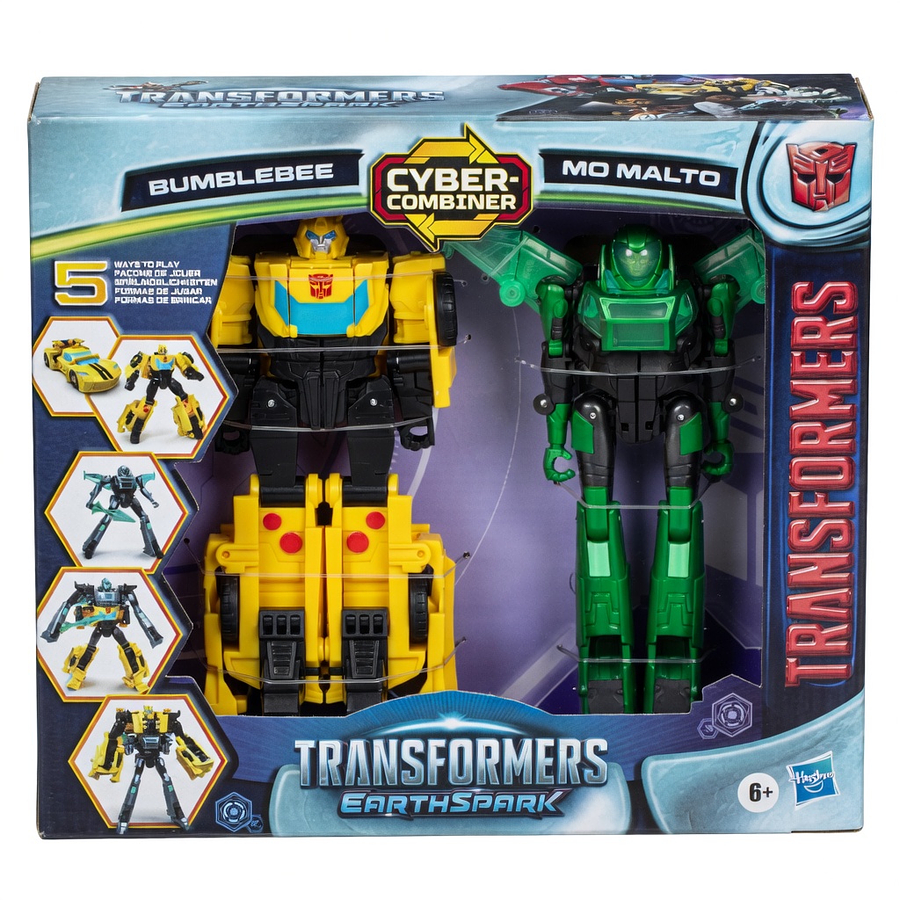 Transformers Toys EarthSpark Cyber-Combiner Bumblebee and Mo Malto Action Figures