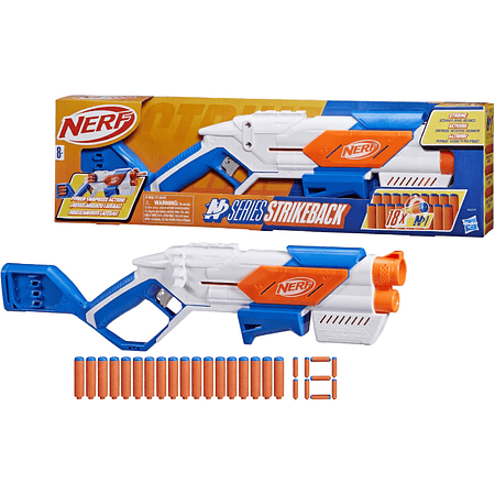 Lanzador Nerf N Series Strikeback Hasbro G0219 con 18 Dardos N1 y Clip Integrado