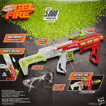 Lanzador Nerf Pro Gelfire Pronto Hasbro G1666 con 5000 Recargas y Capacidad 800
