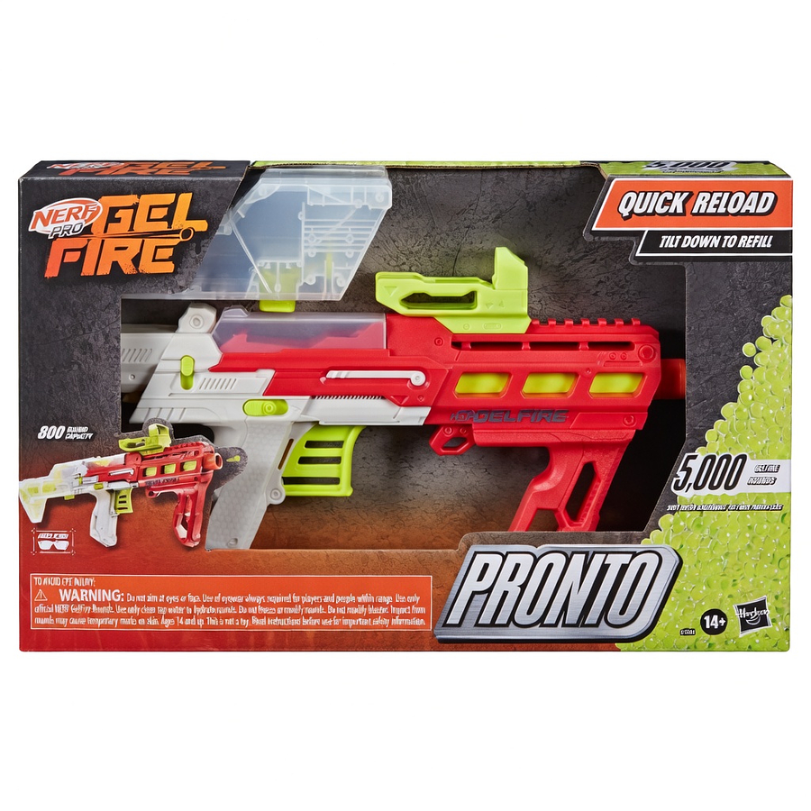 Lanzador Nerf Pro Gelfire Pronto Hasbro G1666 con 5000 Recargas y Capacidad 800
