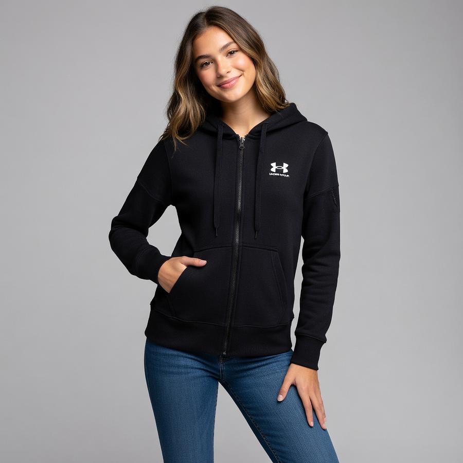 Polerón Mujer Under Armour Rival Fleece Full Zip Hoodie 1356400-001 | Abrigo Versátil de Uso Diario