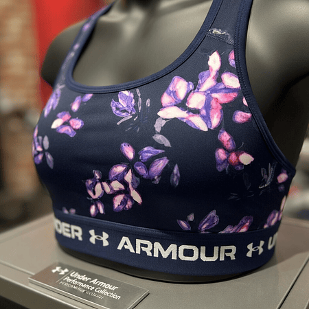 Peto Deportivo Mujer Under Armour Mid Crossback 1361042-410 | Soporte Medio Estable con Espalda Cruzada