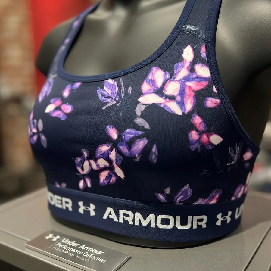 Peto Deportivo Mujer Under Armour Mid Crossback 1361042-410 | Soporte Medio Estable con Espalda Cruzada