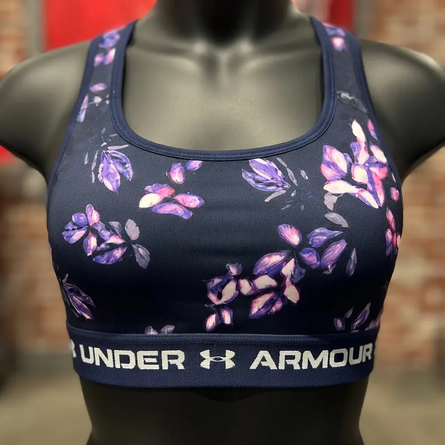 Peto Deportivo Mujer Under Armour Mid Crossback 1361042-410 | Soporte Medio Estable con Espalda Cruzada