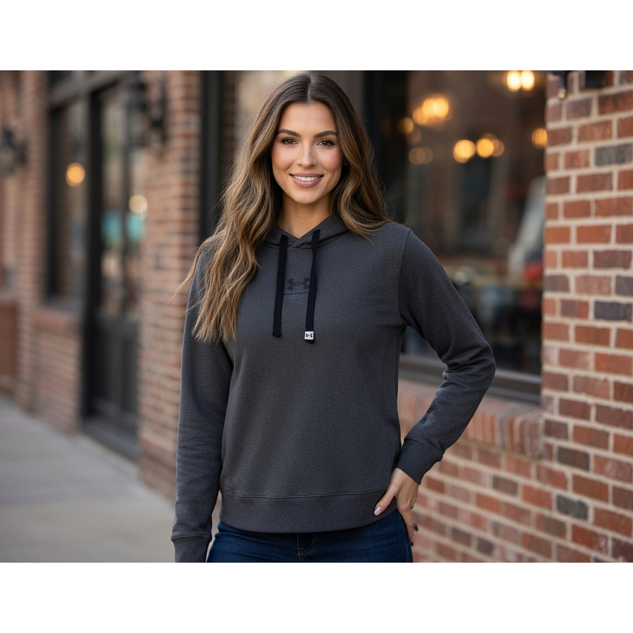 Polerón Under Armour Rival Terry Mujer Gris – Capa Media Liviana para Entrenar y Uso Diario