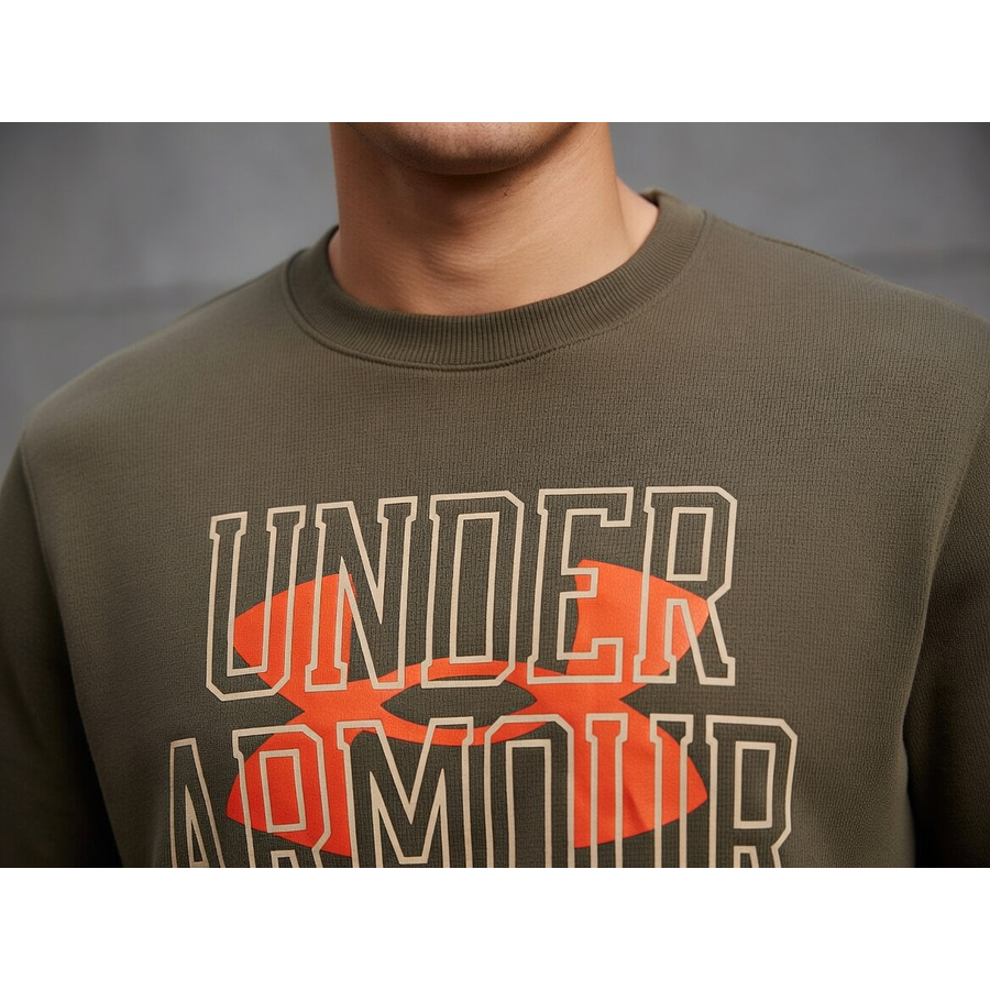 Polerón Under Armour Rival Terry Crew Hombre Verde 1370391-361 – Sweatshirt Liviano de Uso Diario