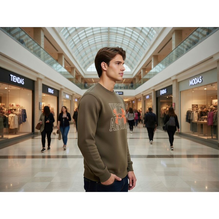 Polerón Under Armour Rival Terry Crew Hombre Verde 1370391-361 – Sweatshirt Liviano de Uso Diario