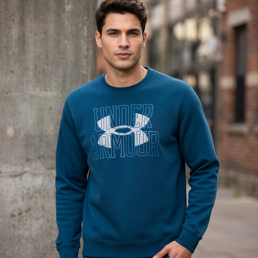 Polerón Under Armour Rival Terry Crew Hombre Azul – Sweatshirt Liviano 1370391-458