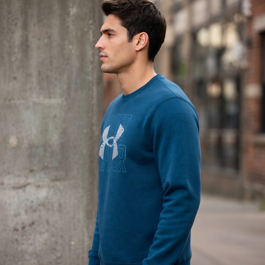 Polerón Under Armour Rival Terry Crew Hombre Azul – Sweatshirt Liviano 1370391-458