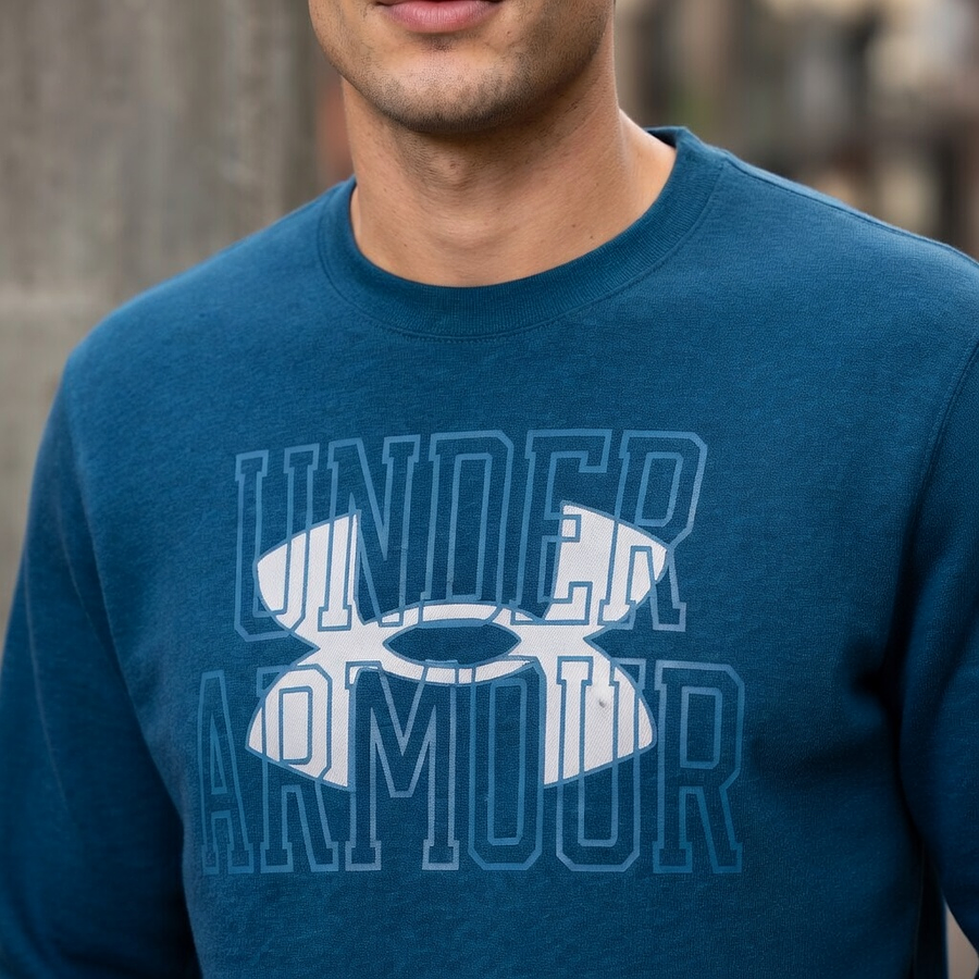 Polerón Under Armour Rival Terry Crew Hombre Azul – Sweatshirt Liviano 1370391-458