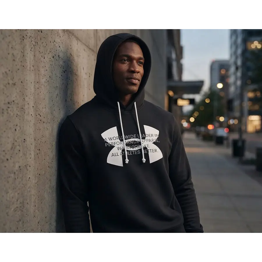 Polerón Under Armour Rival Terry Hombre Negro Capa Media Liviana de Uso Diario 1373382-001