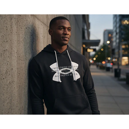 Polerón Under Armour Rival Terry Hombre Negro Capa Media Liviana de Uso Diario 1373382-001