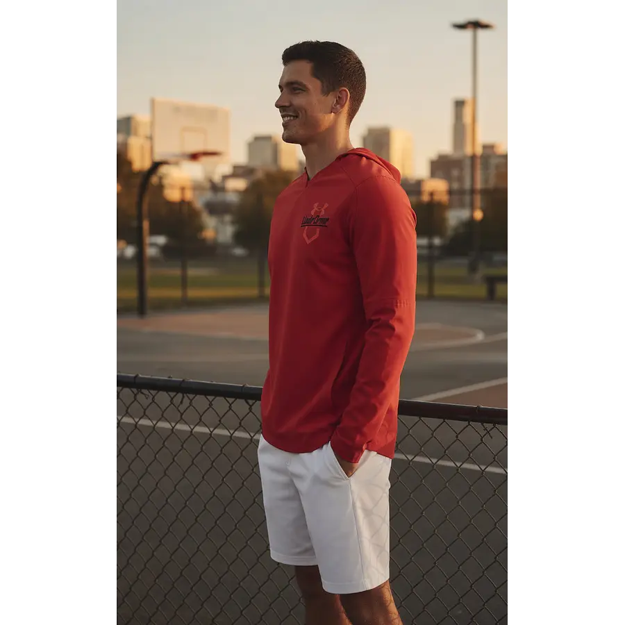 Polerón Under Armour Cage Hombre Rojo con Capucha – Capa Liviana Elástica para Entrenamiento
