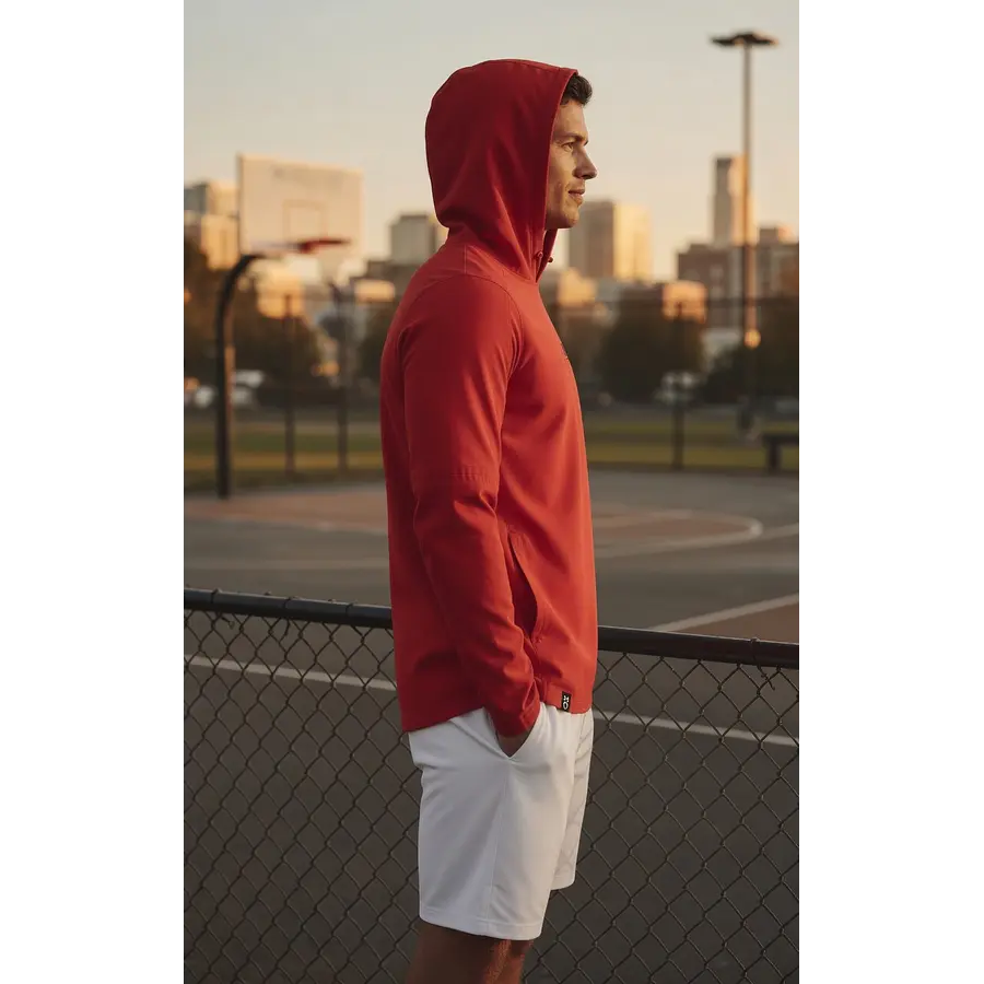 Polerón Under Armour Cage Hombre Rojo con Capucha – Capa Liviana Elástica para Entrenamiento