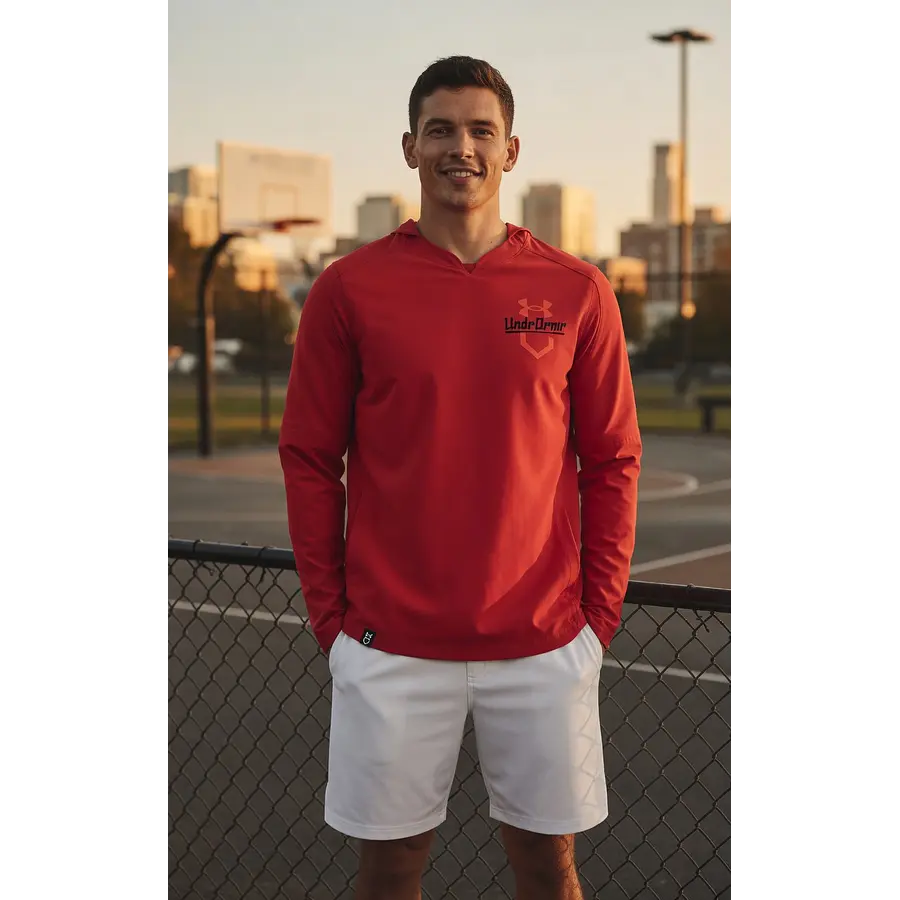 Polerón Under Armour Cage Hombre Rojo con Capucha – Capa Liviana Elástica para Entrenamiento