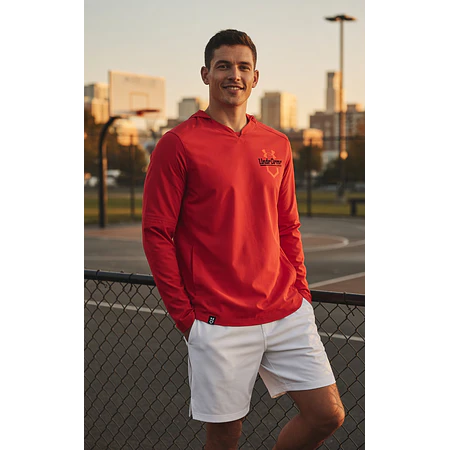 Polerón Under Armour Cage Hombre Rojo con Capucha – Capa Liviana Elástica para Entrenamiento