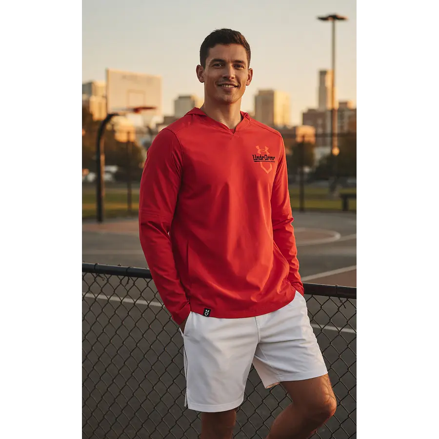 Polerón Under Armour Cage Hombre Rojo con Capucha – Capa Liviana Elástica para Entrenamiento