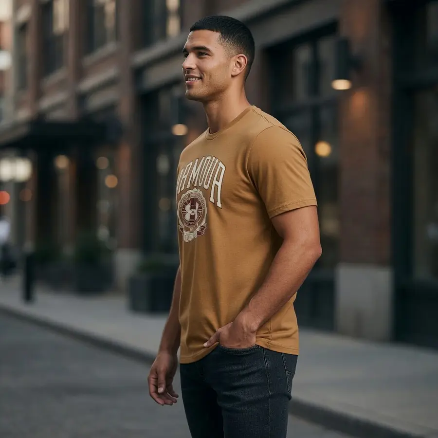 Polera Under Armour Collegiate Crest Hombre Loose Fit – Algodón Premium Cómoda 1379537-707