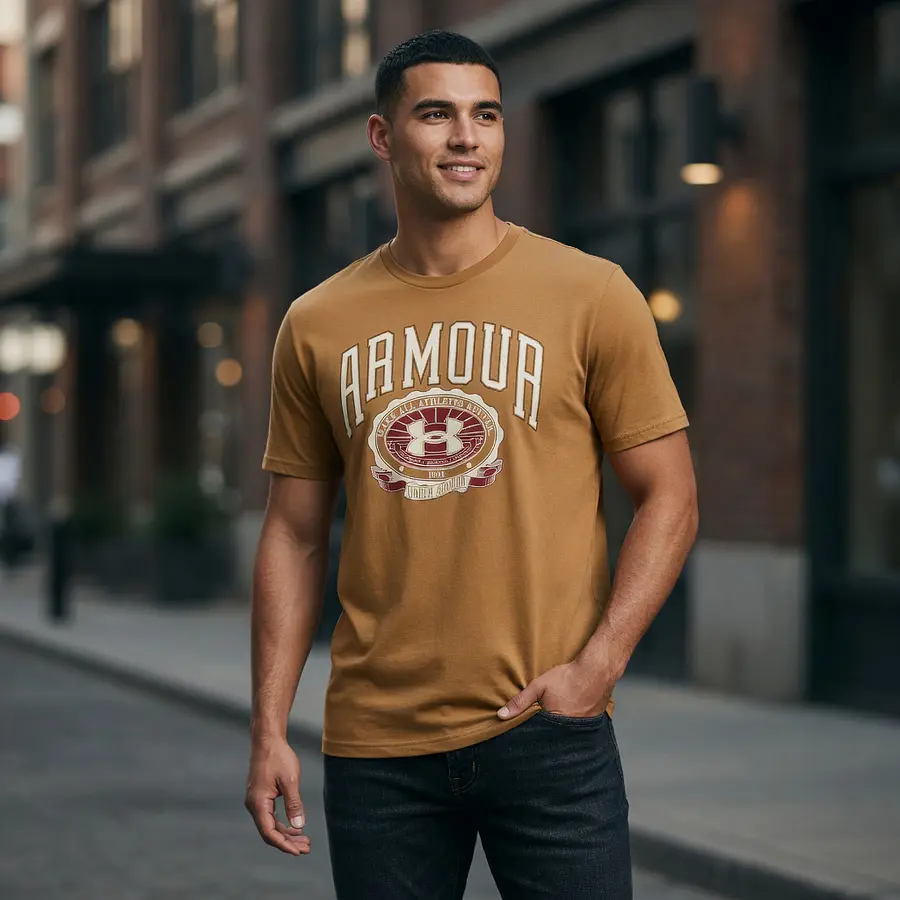 Polera Under Armour Collegiate Crest Hombre Loose Fit – Algodón Premium Cómoda 1379537-707