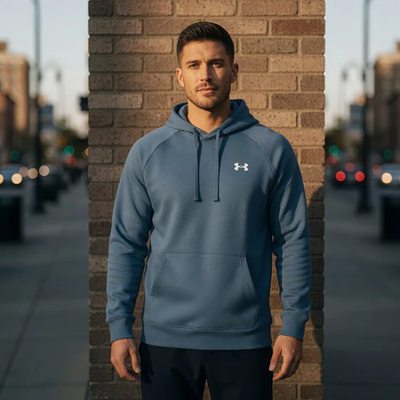 Polerón Under Armour Rival Fleece Hombre Azul 1379861-414 – Abrigo Funcional que Sí Se Usa