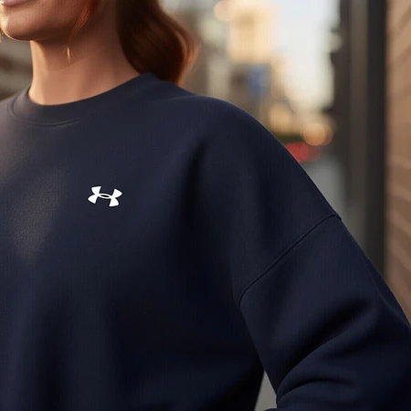 Polerón Mujer Under Armour Rival Fleece Oversized Crew 1387235-410 – Abrigo Relajado que Sí Funciona en Uso Diario