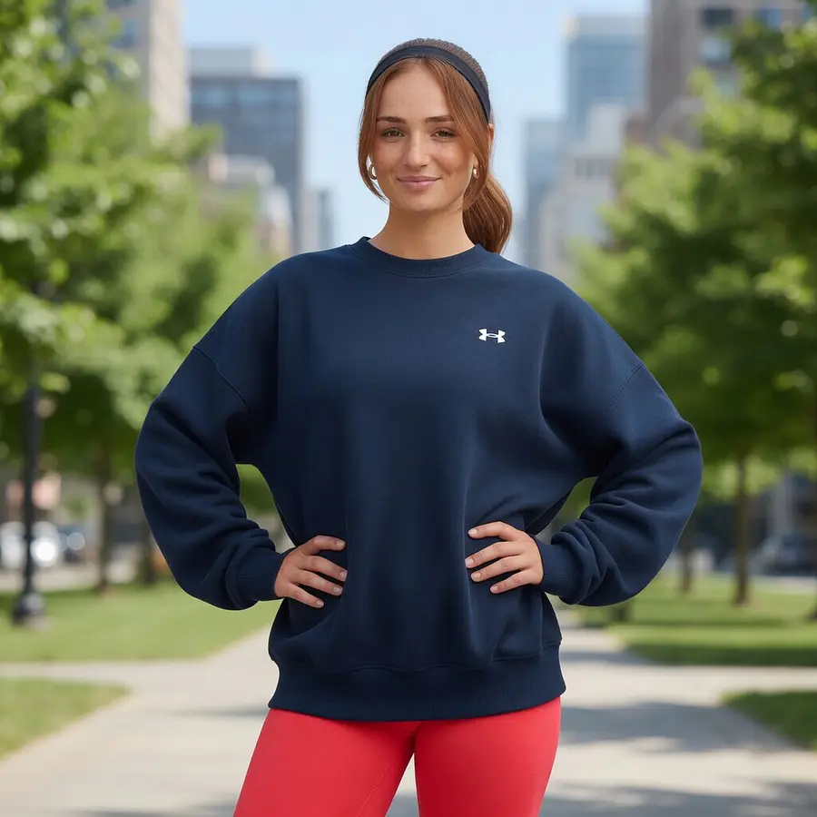 Polerón Mujer Under Armour Rival Fleece Oversized Crew 1387235-410 – Abrigo Relajado que Sí Funciona en Uso Diario
