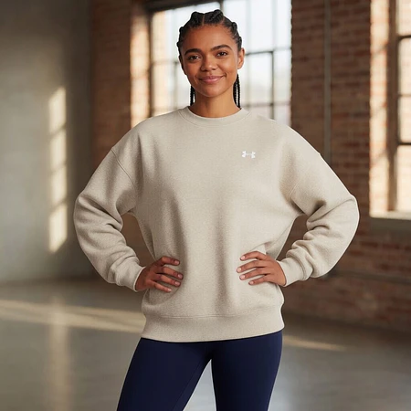 Polerón Mujer Under Armour Rival Fleece Oversized Crew 1387235-783 – Abrigo Relajado que Sí Funciona en Uso Diario