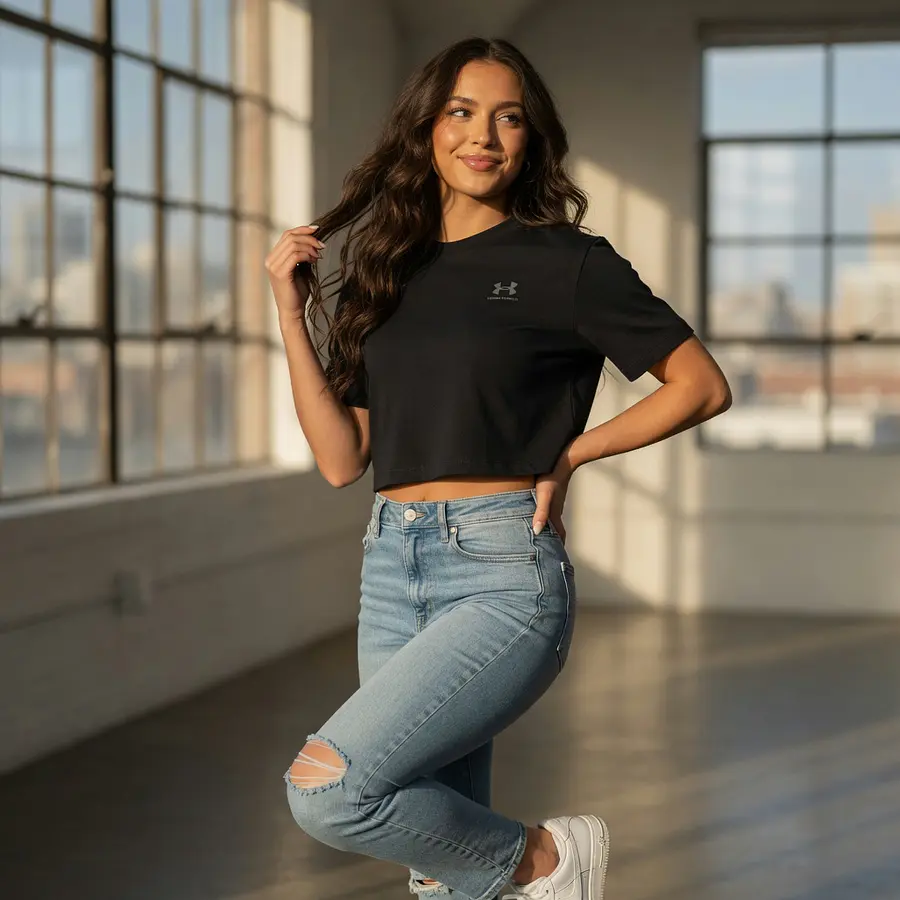 Polera Mujer Under Armour Boxy Crop 1387317-001 – Corte Amplio Corto que Sí Funciona (No Solo Tendencia)