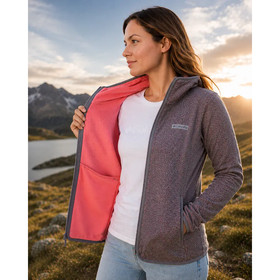 Polerón Polar Mujer Columbia Almond Creek Full Zip Térmico Outdoor – Capa Intermedia Real para Frío Diario y Movimiento