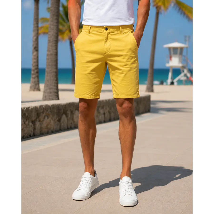 Bermuda Dockers Alpha Slim Fit Hombre Amarilla – Short Casual Masculino con Mejor Fit y Menos Volumen