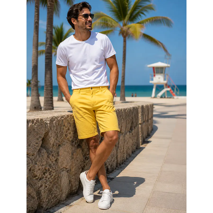 Bermuda Dockers Alpha Slim Fit Hombre Amarilla – Short Casual Masculino con Mejor Fit y Menos Volumen