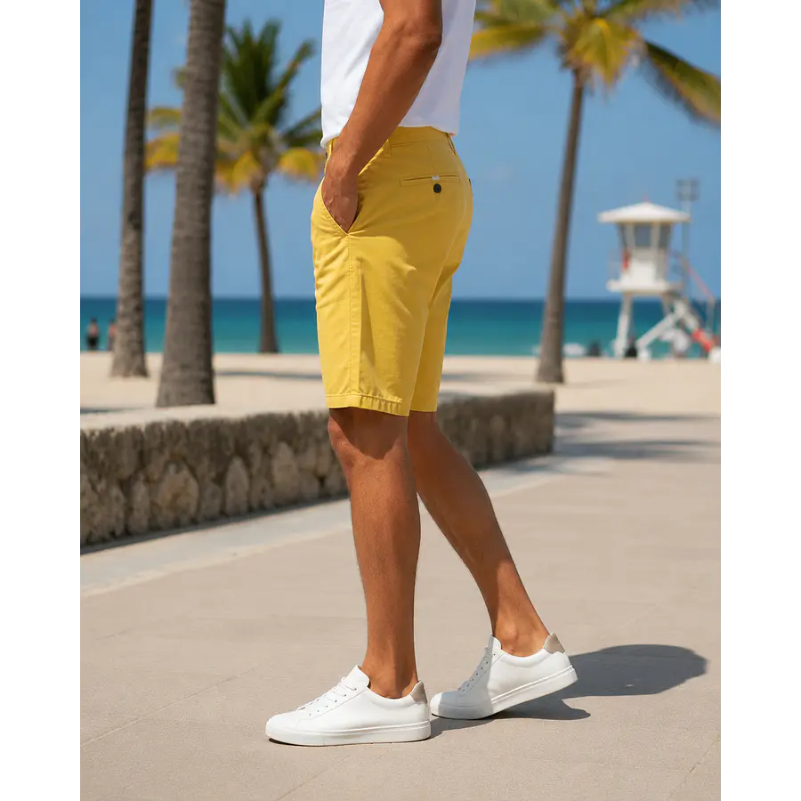 Bermuda Dockers Alpha Slim Fit Hombre Amarilla – Short Casual Masculino con Mejor Fit y Menos Volumen