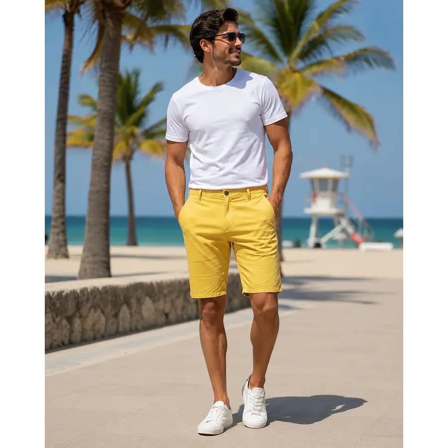 Bermuda Dockers Alpha Slim Fit Hombre Amarilla – Short Casual Masculino con Mejor Fit y Menos Volumen