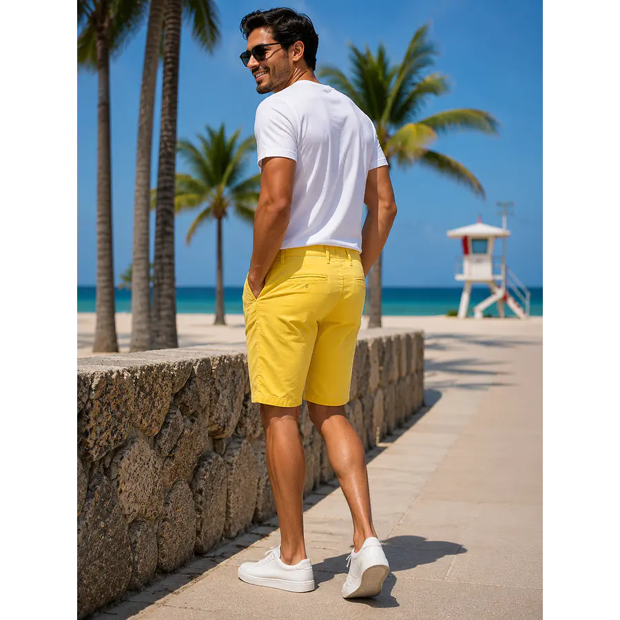 Bermuda Dockers Alpha Slim Fit Hombre Amarilla – Short Casual Masculino con Mejor Fit y Menos Volumen