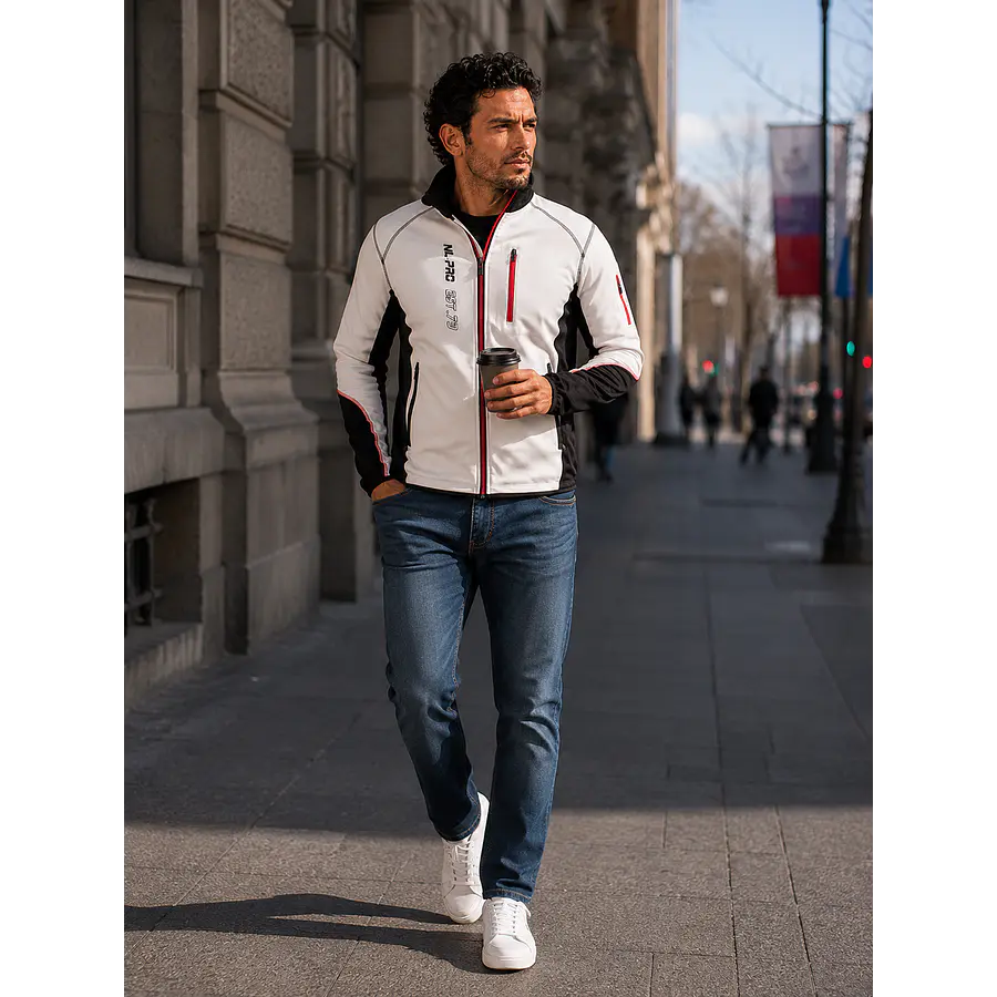 Polerón Hombre Northland Pro Str Hakon Negro/Blanco – Capa Deportiva Liviana para Movimiento Urbano y Outdoor