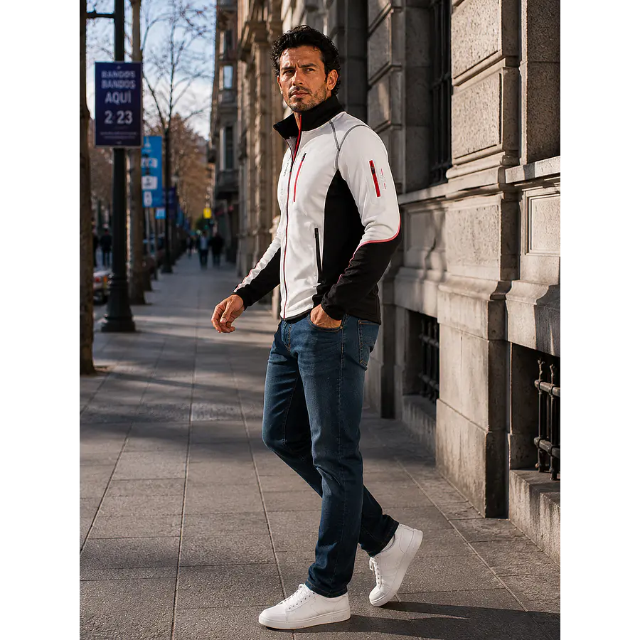 Polerón Hombre Northland Pro Str Hakon Negro/Blanco – Capa Deportiva Liviana para Movimiento Urbano y Outdoor