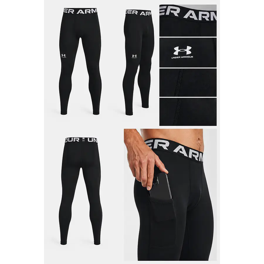 Calza Deportiva Hombre Under Armour HeatGear Armour Negra – Compresión Técnica para Training, Running y Alto Rendimiento