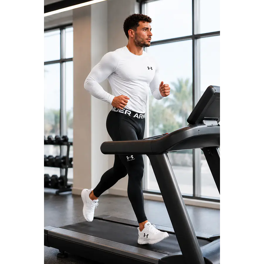 Calza Deportiva Hombre Under Armour HeatGear Armour Negra – Compresión Técnica para Training, Running y Alto Rendimiento