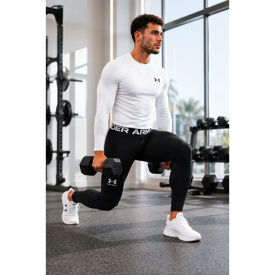 Calza Deportiva Hombre Under Armour HeatGear Armour Negra – Compresión Técnica para Training, Running y Alto Rendimiento