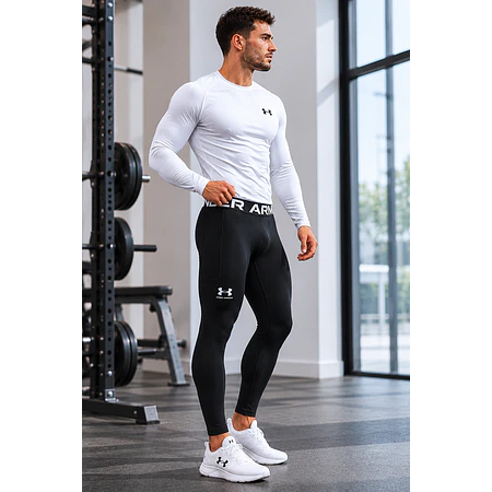 Calza Deportiva Hombre Under Armour HeatGear Armour Negra – Compresión Técnica para Training, Running y Alto Rendimiento