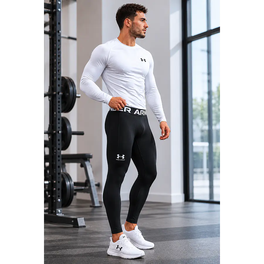 Calza Deportiva Hombre Under Armour HeatGear Armour Negra – Compresión Técnica para Training, Running y Alto Rendimiento