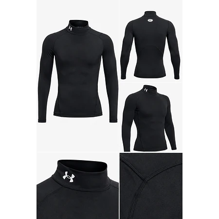 Primera Capa Under Armour HeatGear Armour Comp Mock LS Negra – Compresión Técnica para Training y Alto Rendimiento