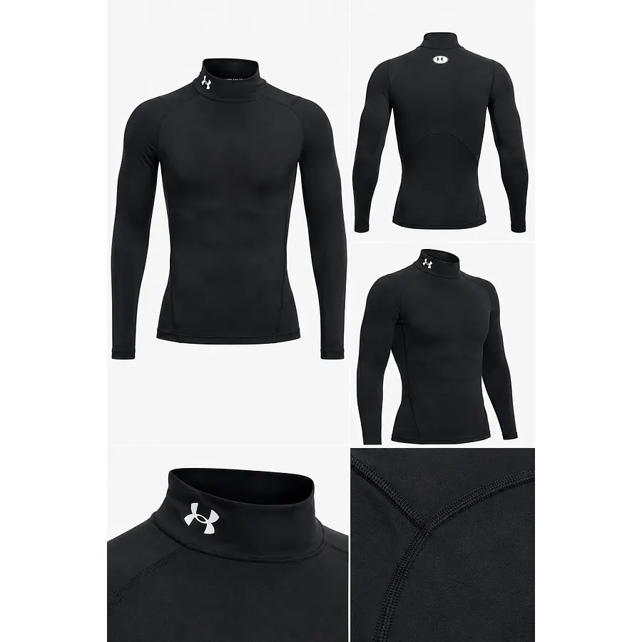 Primera Capa Under Armour HeatGear Armour Comp Mock LS Negra – Compresión Técnica para Training y Alto Rendimiento