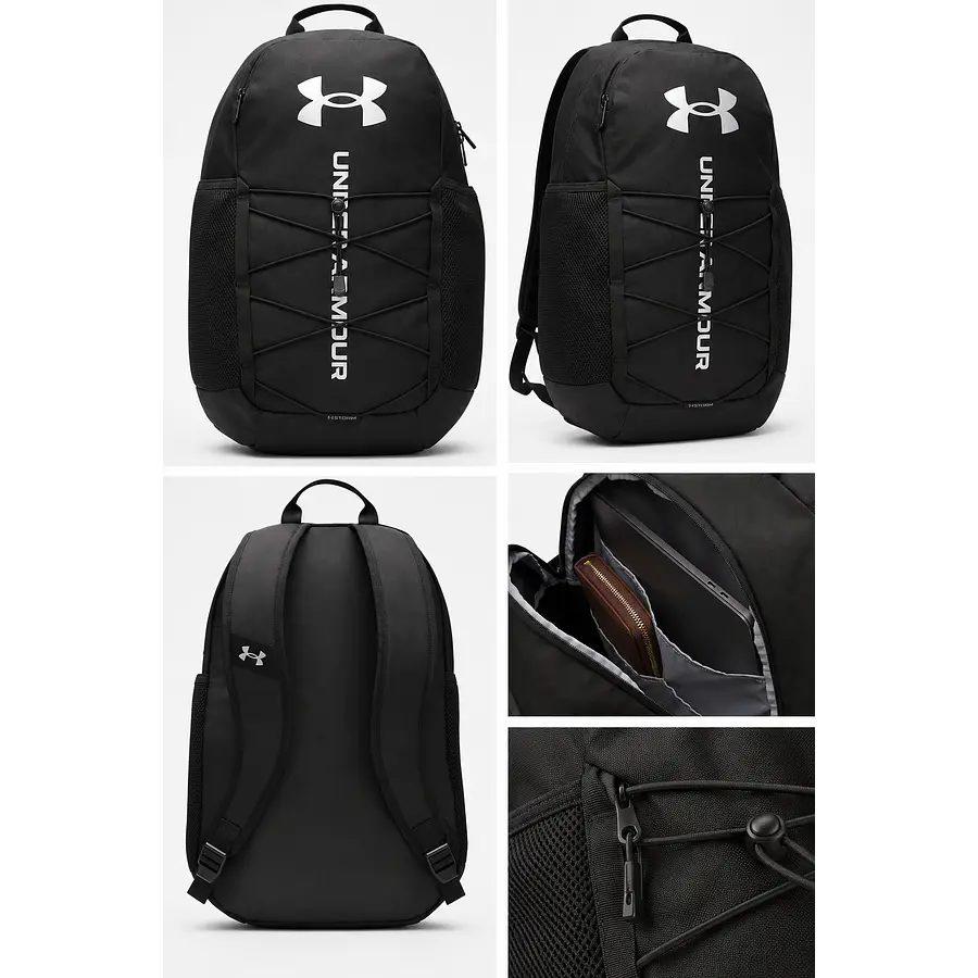 Mochila Under Armour Hustle Sport 6.0 Negra – Backpack Deportiva Resistente para Gym, Universidad y Uso Diario