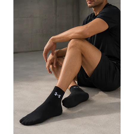 Calcetines Under Armour Performance Cotton Quarter Unisex Pack 3 Pares Negros – Comodidad Deportiva y Uso Diario