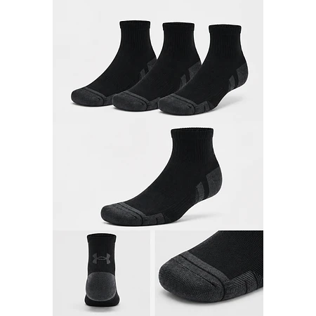 Calcetas Under Armour Performance Tech Quarter 3 Pack Negras – Deportivas Unisex de Alto Confort
