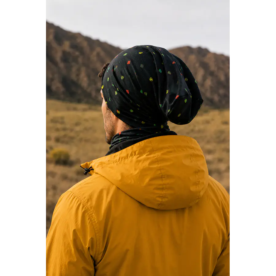 Bandana Multifuncional Northland NL Dot Black Negra – Protección Outdoor para Trekking, Running y Ciclismo